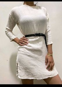 White Textured Dress