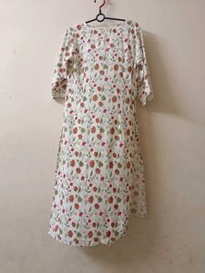 Floral Print White Kurta