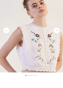 Floral Embroidered Lace Trim Top