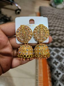 Colourful Jhumka With Stone