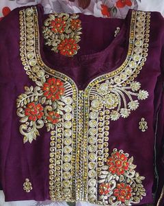 Elegant Embroidered Purple Salwar Kameez
