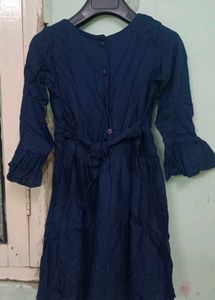 Navy Embroidered Girls&#39; Dress