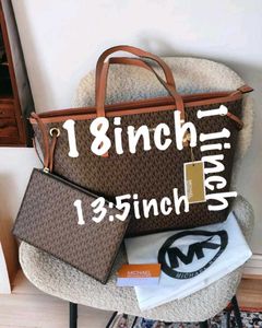 MK JET SET LARGE TOTE BAG WITH ZIPPER POUCH