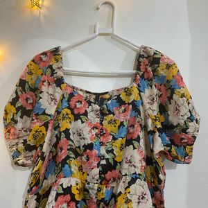 Floral A-line Button-Down Summer Dress
