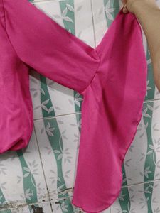 Bright Pink Flared Sleeve Crop Top..Slight Defect