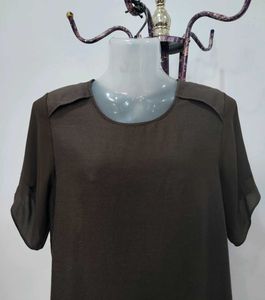 Brown Short Sleeve Blouse