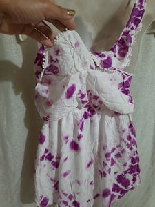 Combo Of Short Dress &amp; Crochet Flared Srug