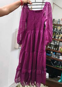 Purple Polka Dot Maxi Dress