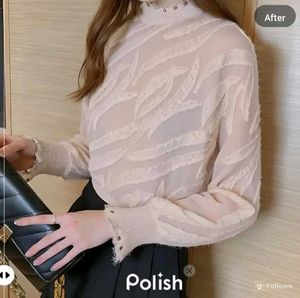 New With Tag Korean High Furr Beige Top