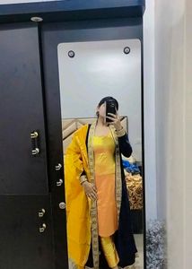 Neavy Blue Coat Kurta Set For Haldi💛