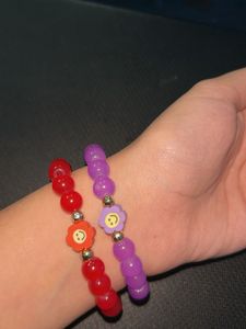 Beaded Smiley Face Bracelet Set for besties ✨🪩