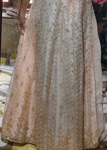 Peach Net Embroidered Skirt