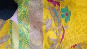 Jute Cotton Yellow Saree