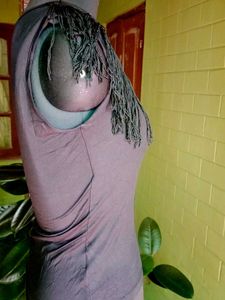 MANGO Fringed Lilac Tank Top