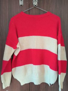 Red &amp; Cream Striped Knit Sweater