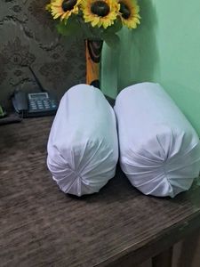 Takiya Pair of White Bolster Pillows Gift 🎁