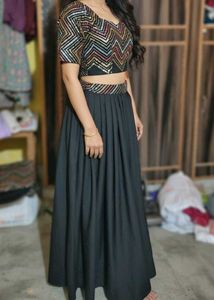 Sequin Crop Top & Skirt Set
