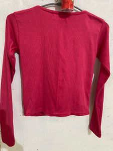 Zara Pink Square Neck Long Sleeve Top