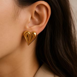 Golden Bloom Heart Studs