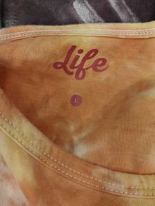 Winter Tshirt With Washed Out Print- Orange Yellow