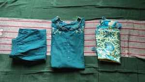 Floral Cut Neck Embroidery Kurta Set
