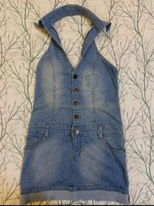 bebe Halterneck Denim Dress