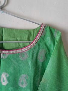 Shiny Green Net Kurta