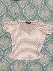 Pink Textured V-Neck Top