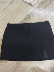 Black Mini Skirt with Slit