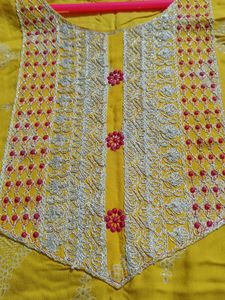 Yellow Embroidered Kurti