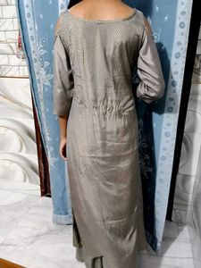 Gray Cold Shoulder Kurti Set