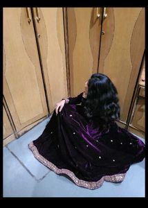 wine Purple Velvet Lehenga Choli