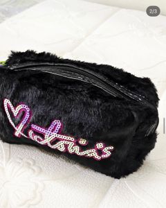 Black Fur Vanity Pouch