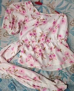 Floral Print Off - Shoulder Top
