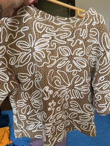 Mild Coffee Brown Netted Top