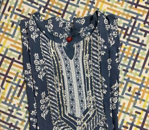Blue Floral Kurta Set