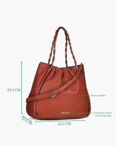 Caprese Orignal Orange Bucket Bag With Metal Accen