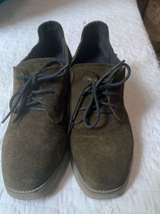 Olive Suede Oxford Shoes