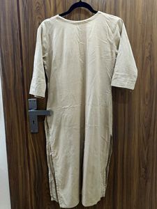 Versatile Khaki Linen Blend Tunic Dress