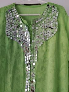 Lime Green Embellished Kurta
