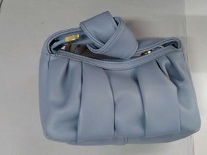 Pleated Pastel Blue Top Handle Bag