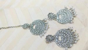 Silver Kundan Earrings