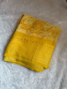 Elegant Yellow Saree With Running Blouse