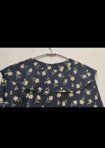 Korean Floral Truffle Neck Top
