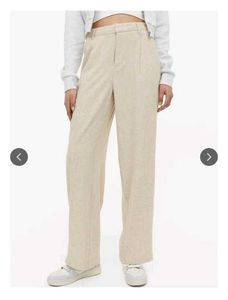 H&amp; M Beige Linen-blend Wide Leg Trousers