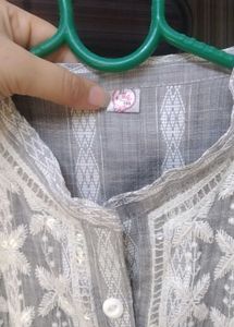 Elegant Embroidered Grey Kurta