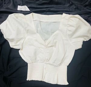 ZARA Sweetheart Neck shirred Crop Top