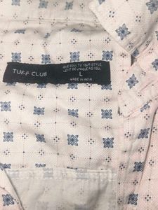Patterned White Button-Down Shirt