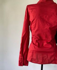 Red Pure Cotton Fitted Shirt