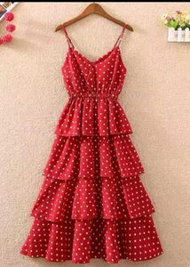Red Polka Dot Midi Dress